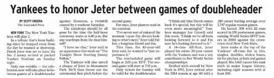 Yankees to Honor Jeter Between Games of Doubleheader
