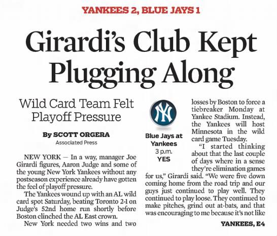 Girardi's Club Kept Plugging Along (1 of 2)